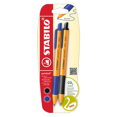 Penne a sfera Stabilo pointball blu e nere - 2 pz.