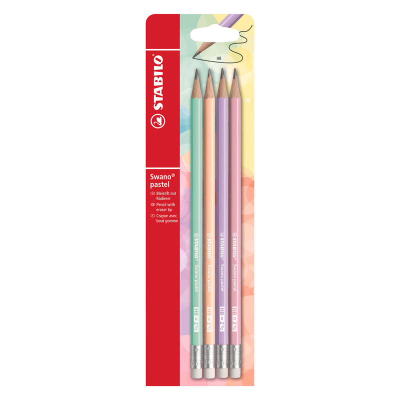 Matite in grafite Stabilo Swano Pastel HB con punta in gomma - 4 pz.