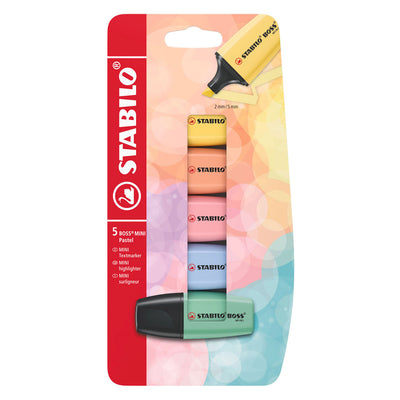 Mini evidenziatori pastello Stabilo boss - 5 pz.