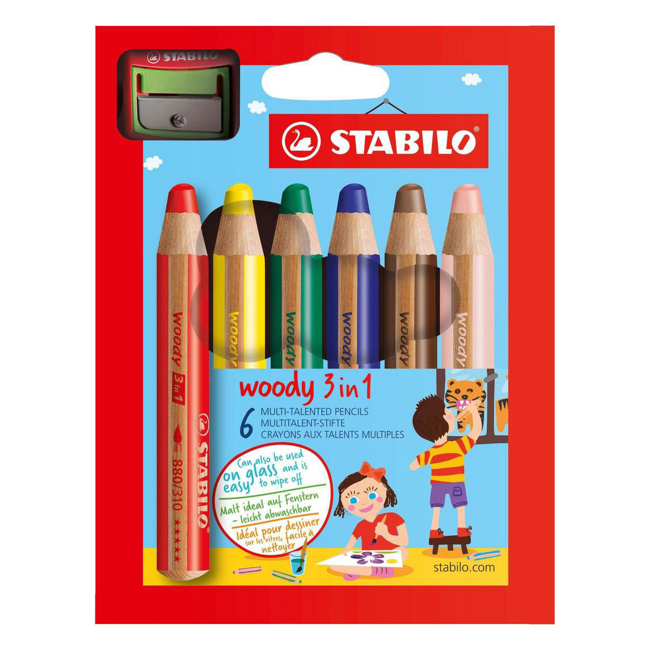 Matite colorate Stabilo woody 3in1 confezione scolastica - 48 pz. con 2 temperamatite