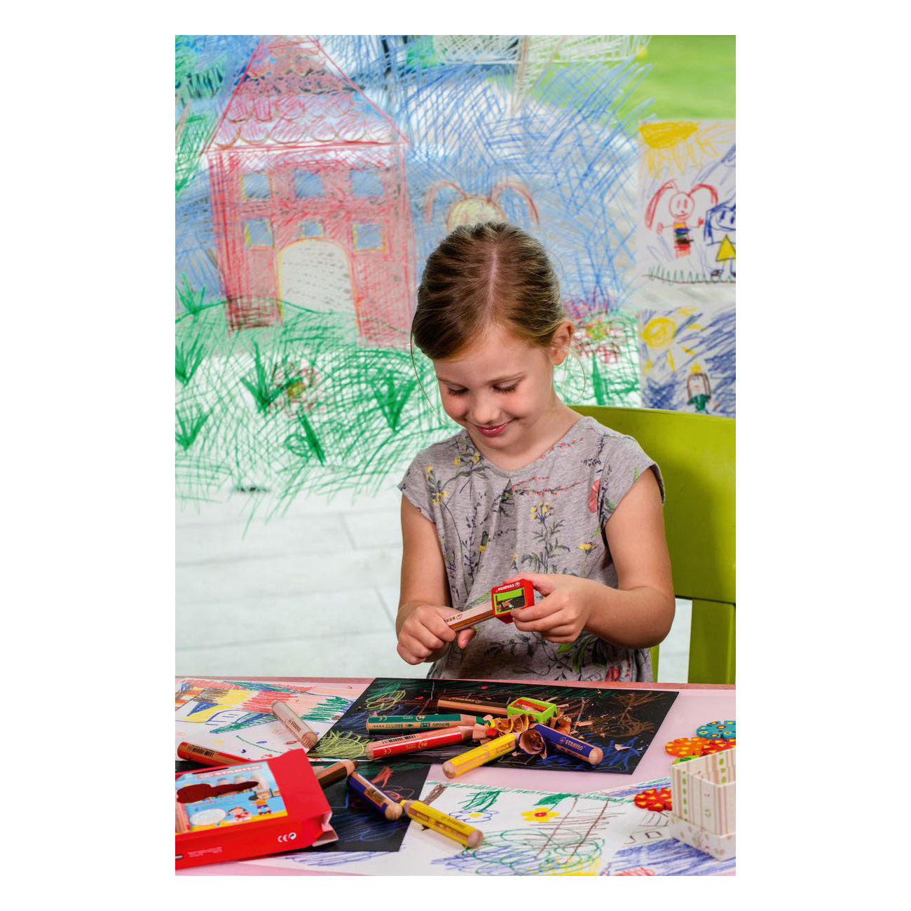 Matite colorate Stabilo woody 3in1 confezione scolastica - 48 pz. con 2 temperamatite