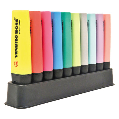 Set da tavolo evidenziatori pastello originali Stabilo boss - 10 pz.