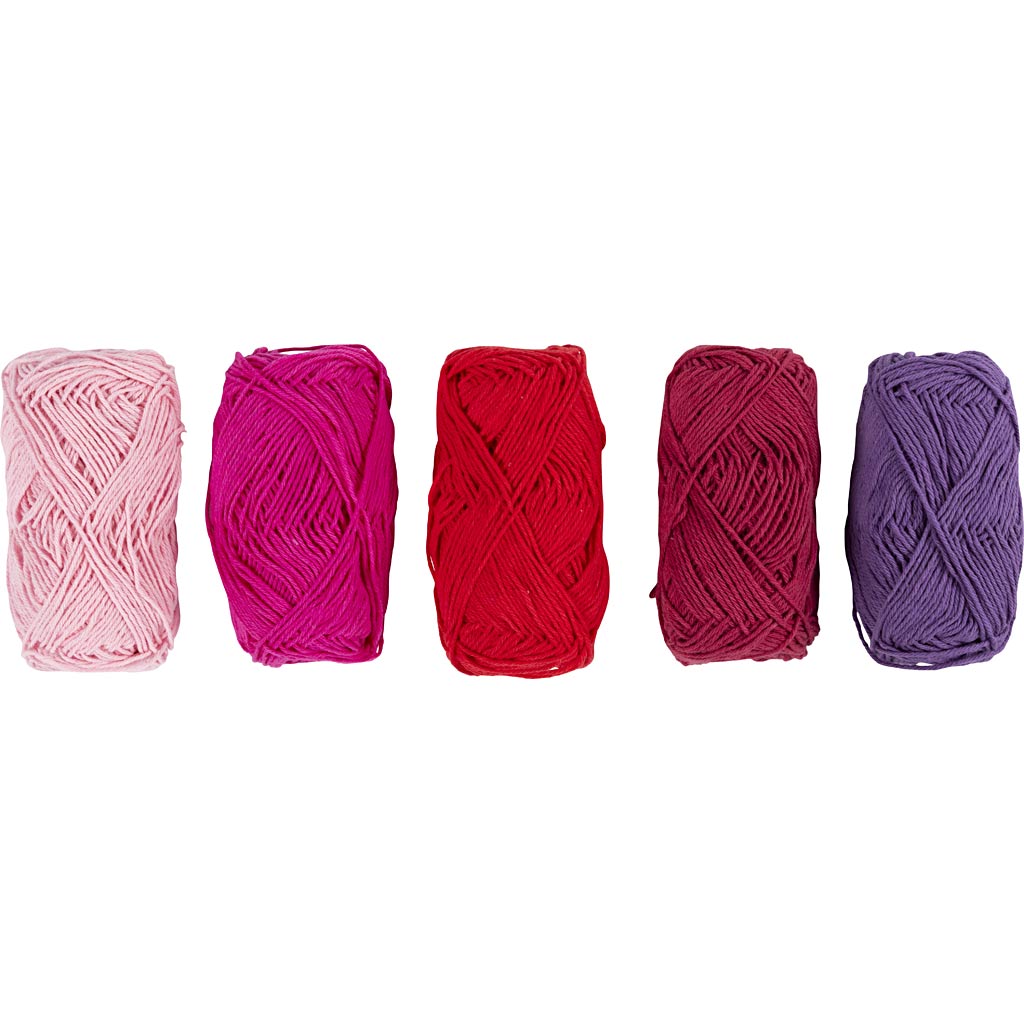 Hilo de algodón Creativ company, tamaño 8 4, l: 5x50 m, armonía rosa violeta, 5x20 g 1 caja
