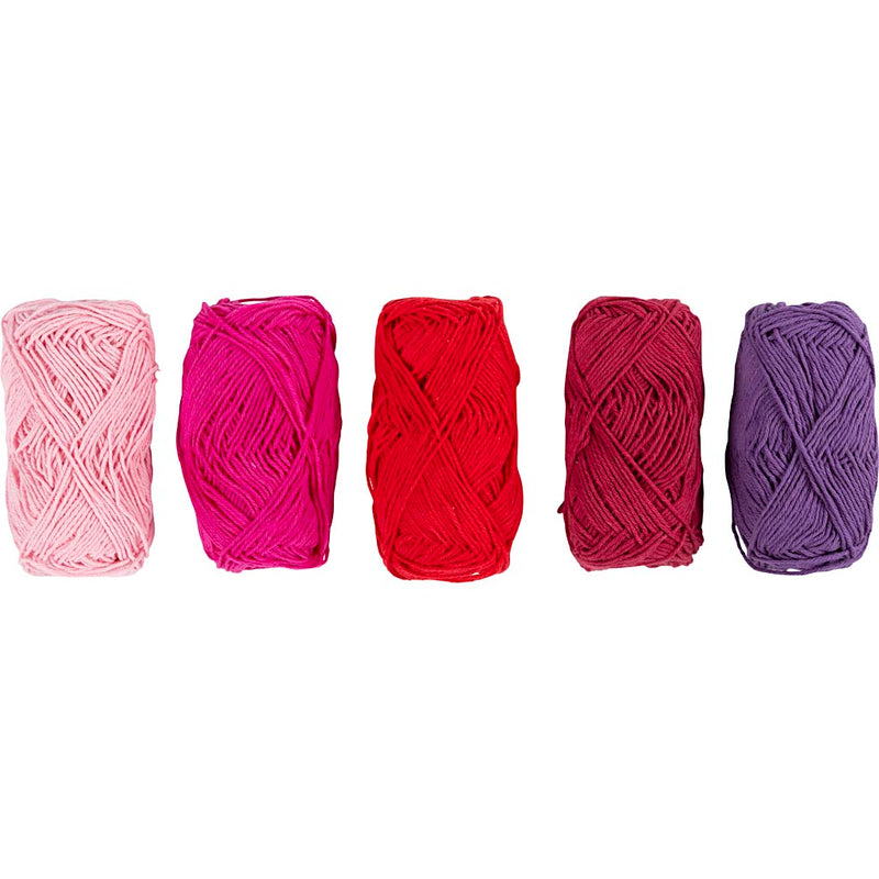 Hilo de algodón Creativ company, tamaño 8 4, l: 5x50 m, armonía rosa violeta, 5x20 g 1 caja
