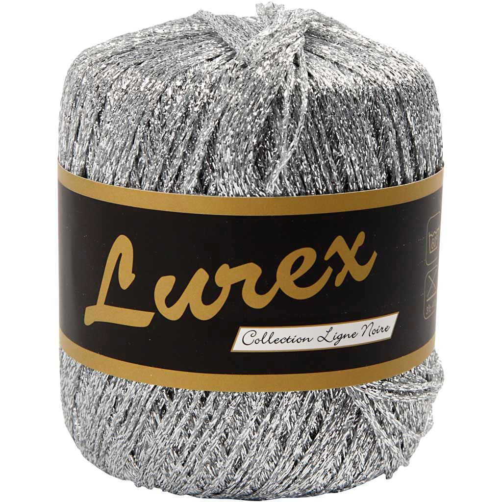Lurex glitter yarn, l: 160 m, silver, 25 gr 1 ball