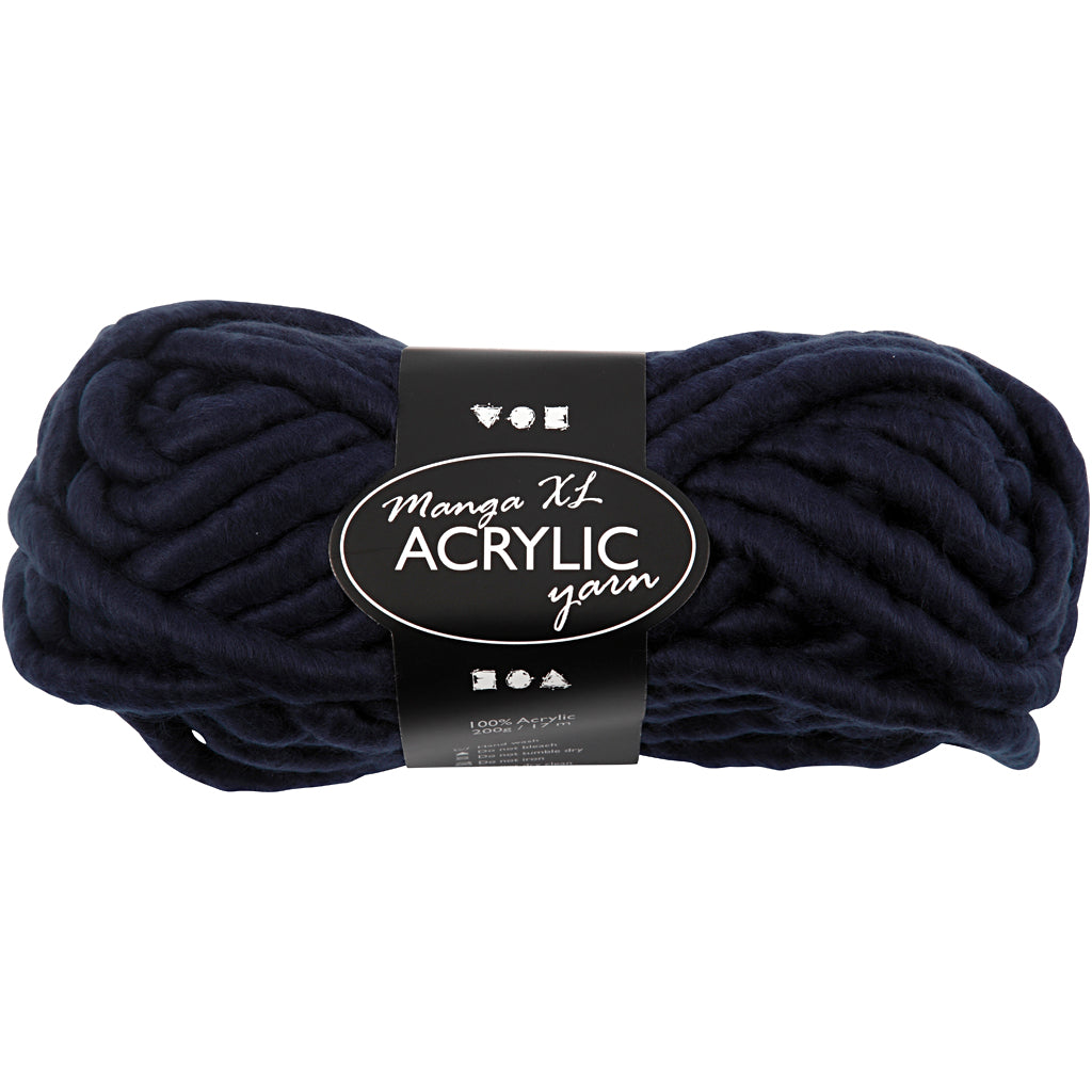 Creativ company hilo acrílico xl, l: 17 m, talla manga, azul oscuro, 200 g 1 ovillo