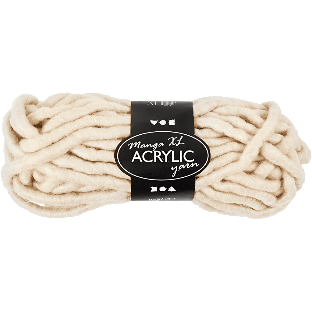 Creativ company hilo acrílico xl, l: 17 m, tamaño manga, blanquecino, 200 g 1 ovillo