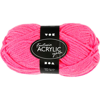 Hilo acrílico Neon - Rosa Neón, 50gr