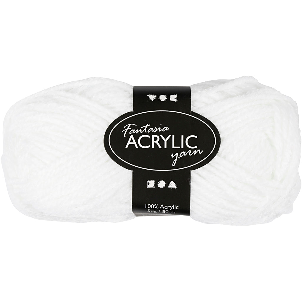 Filato acrilico, bianco, 50gr, 80m