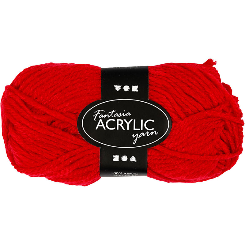 Filato acrilico, rosso, 50gr, 80m
