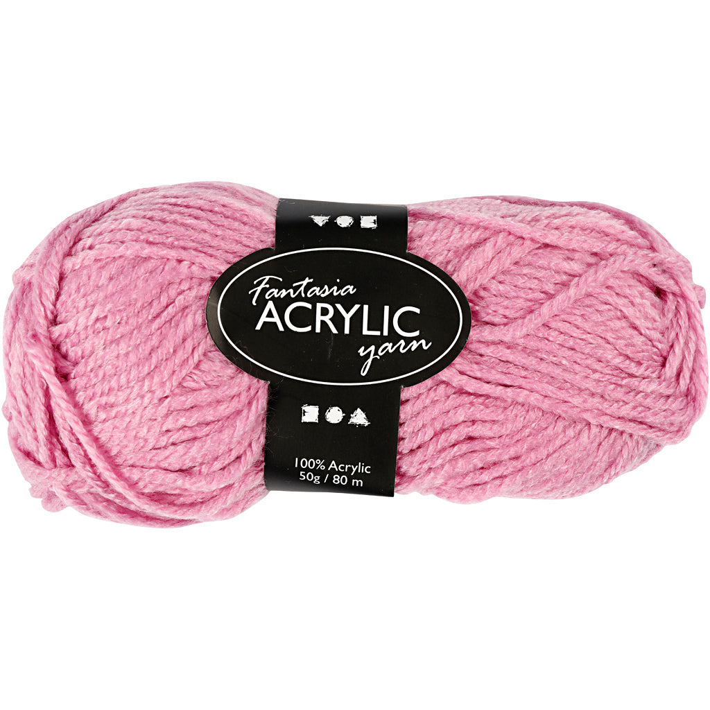 Acrylgaren, Roze, 50gr, 80m