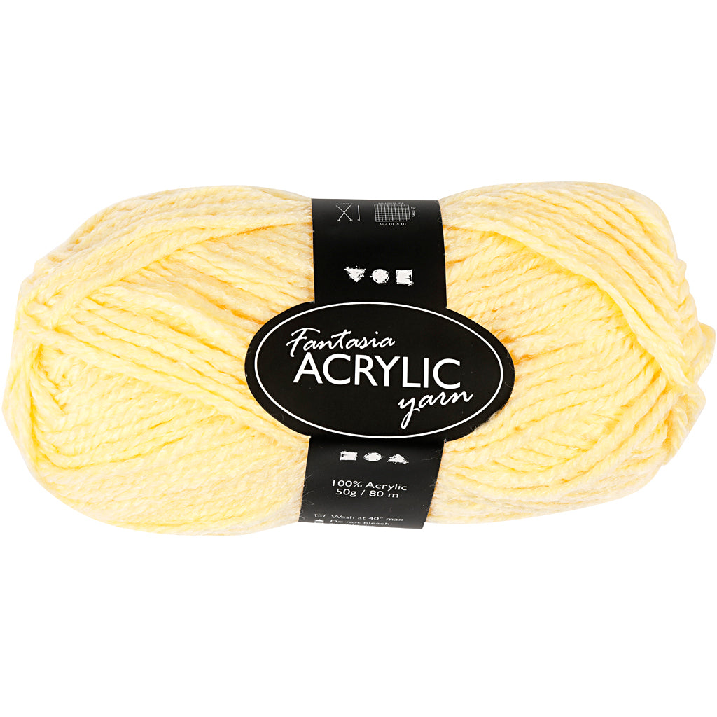 Hilo acrílico, Amarillo claro, 50gr, 80m