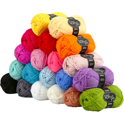 Creativ company hilo acrílico fantasia, largo: 80 m, varios colores, 20x50 g 1 caja