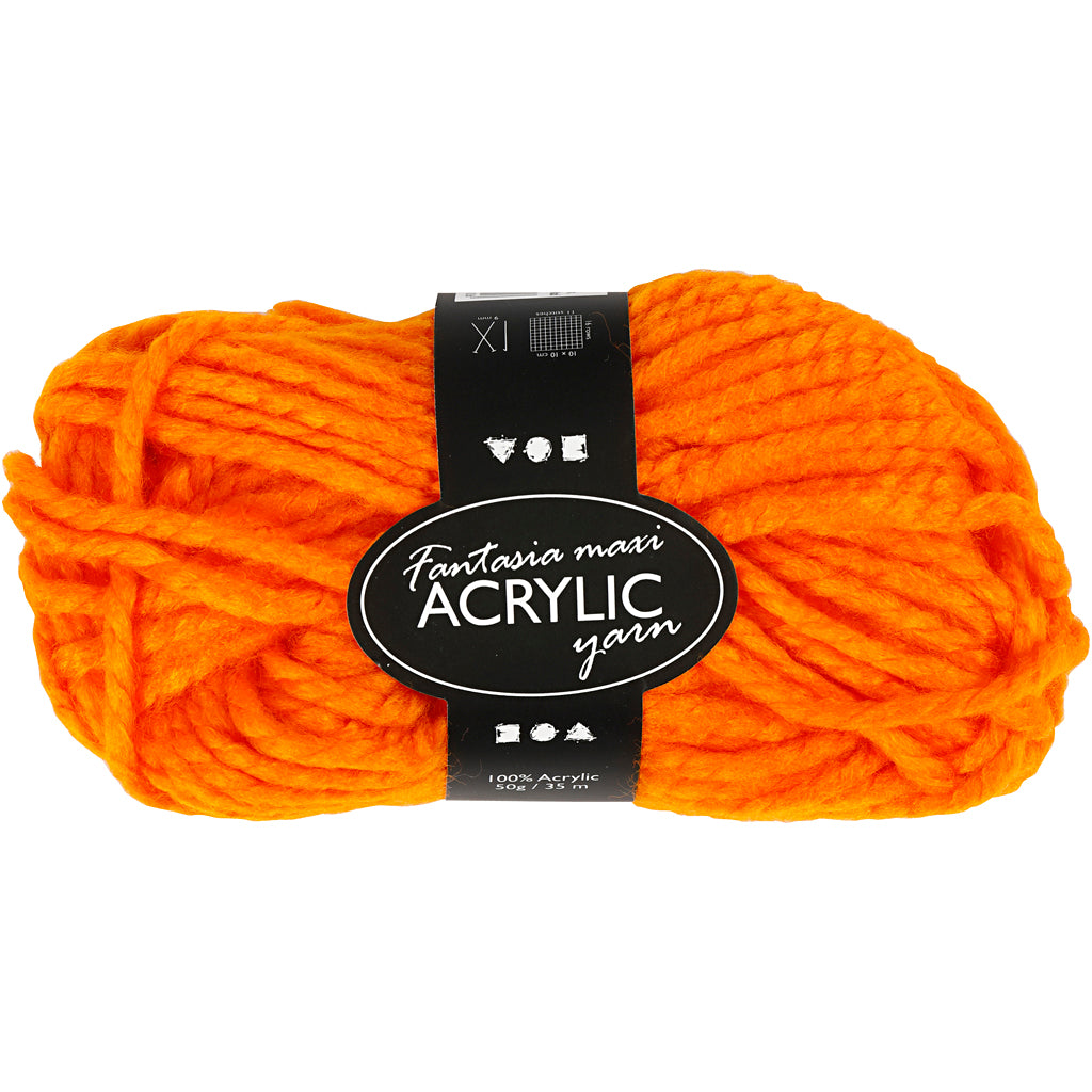 Creativ company fantasia filato acrilico, l: 35 m, maxi, arancione neon, 50 g 1 gomitolo