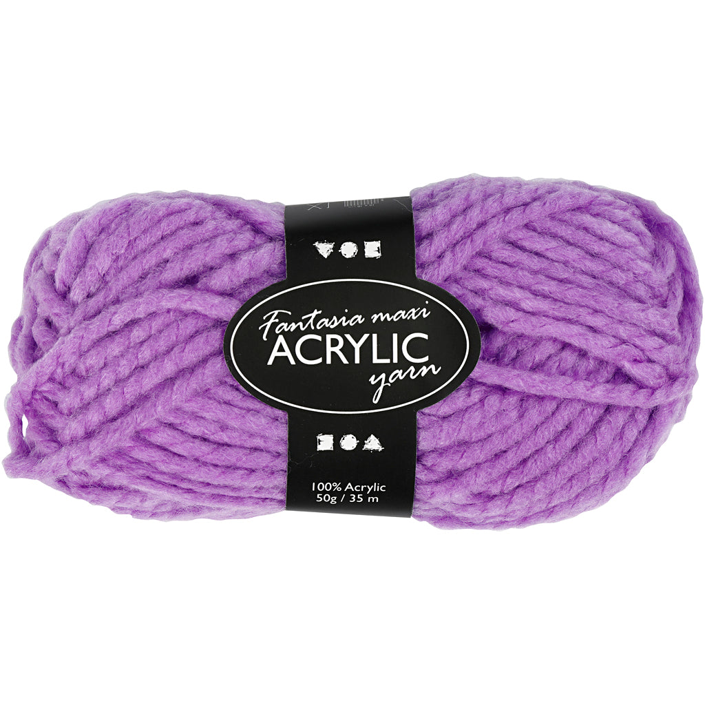 Creativ company hilo acrílico fantasia, l: 35 m, maxi, violeta, 50 g 1 ovillo