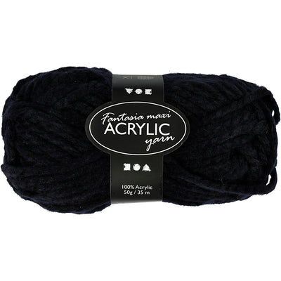 Creativ company fantasia hilo acrílico, l: 35 m, maxi, negro, 50 g 1 ovillo