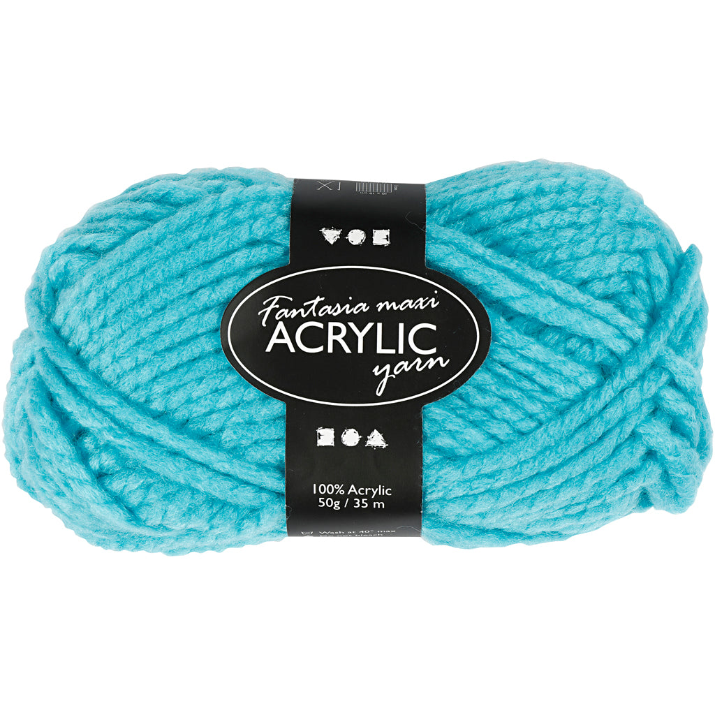 Creativ company hilo acrílico fantasia, largo: 35 m, maxi, turquesa, 50 g 1 ovillo
