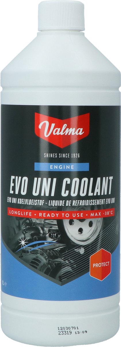 Valma evo uni refrigerante -38°C 1 litro – pronto all'uso – protegge dal gelo e dalla corrosione – miscibile con tutti i liquidi refrigeranti – sicuro per vernice e gomma