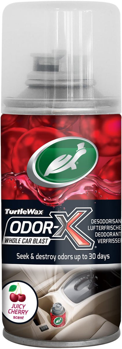 Cera di tartaruga odor-x nebulizzatore per auto ciliegia - rimuovi odori tutto in uno - per tessuti, moquette, cielo e sistemi di ventilazione - contrasta gli odori profondamente assorbiti - con un rinfrescante profumo di ciliegia - 100 ml
