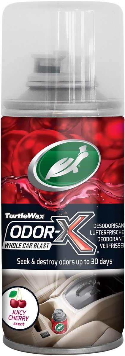 Turtle Wax Odor-x Car Blast Fogger Cherry - Eliminador de olores todo en uno - Para textiles, alfombras, techos interiores y sistemas de ventilación - Elimina los olores profundamente absorbidos - Con un refrescante aroma a cereza - 100 ml