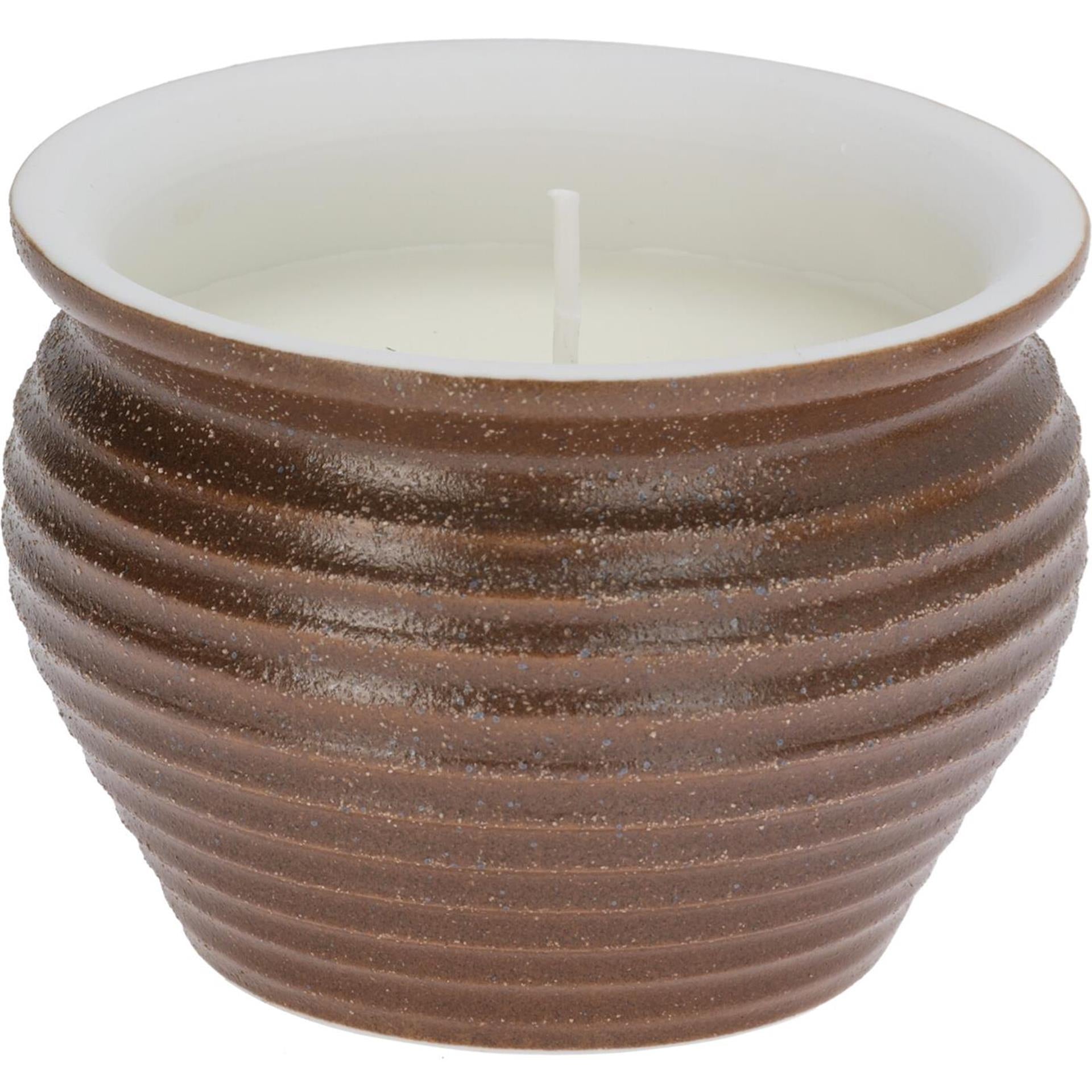Candela da giardino Pro alla citronella in vaso rigato