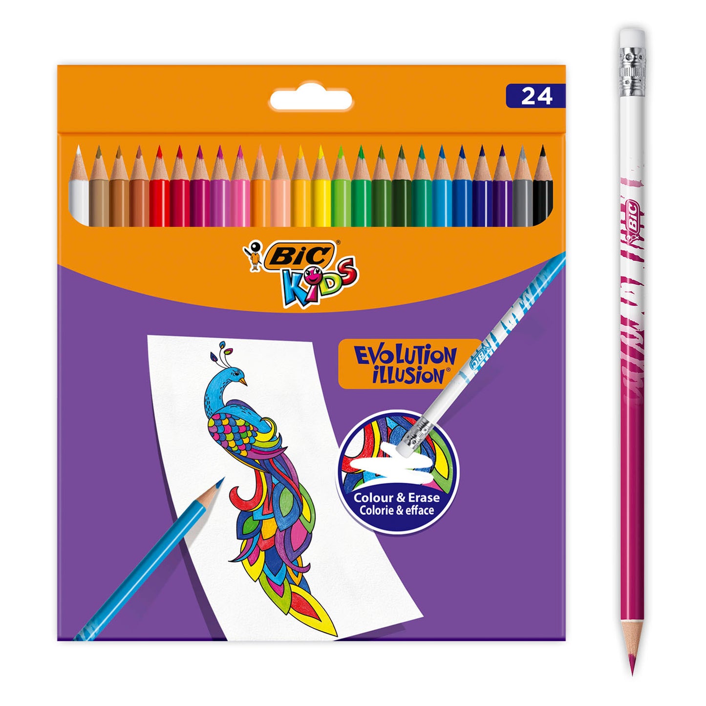 Bic Kids Evolution Exable Coloded Pencils, 24 °.