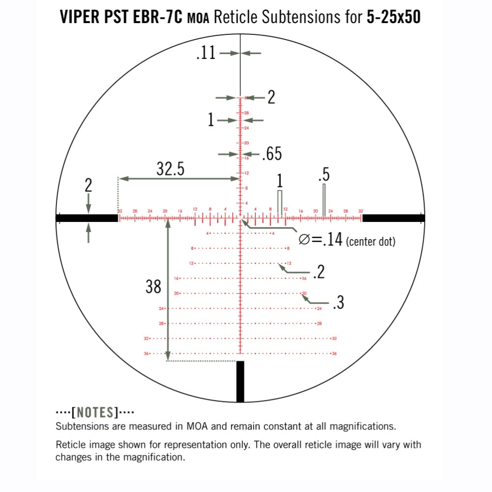 Visor Vortex Viper PST Gen II 5-25x50 FFP, retícula EBR-7C (MRAD)
