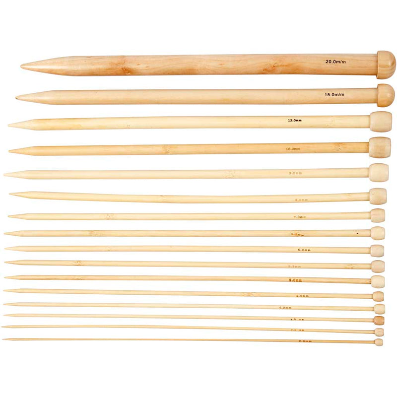 Agujas de tejer de la empresa Creativ, largo: 35 cm, tamaño 2,5-20 mm, 16 pares 1 caja