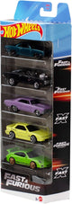 Hot wheels fast furious, set van 5 metalen speelgoedraceauto's, geïnspireerd op en gezien in de films, schaal 1:64
