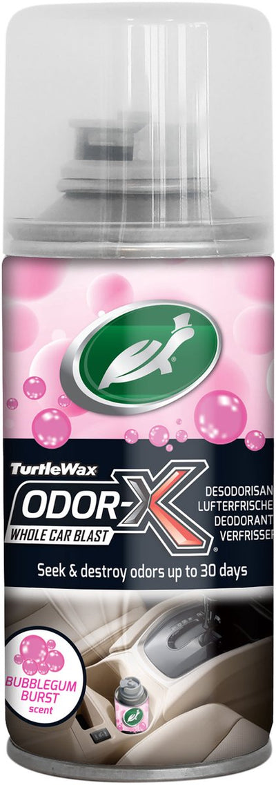 Gomma da masticare per nebulizzatore per auto Turtle Wax Odor-X - rimuovi odori tutto in uno - per tessuti, moquette, cielo e sistemi di ventilazione - combatte gli odori profondamente assorbiti - con un delizioso profumo di gomma da masticare - 100 ml