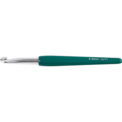 Agujas de crochet Creativ company, medida 8, l: 14,5 cm, medida 8 mm, marrón, 1 unidad