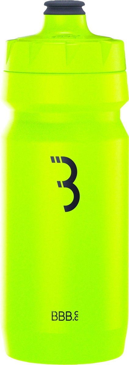 Bbb botella de agua para tanque de coche, bicicleta de carreras - capacidad 550 ml - botella para beber de bicicleta con válvula de cierre automático - amarillo neón - bwb-11
