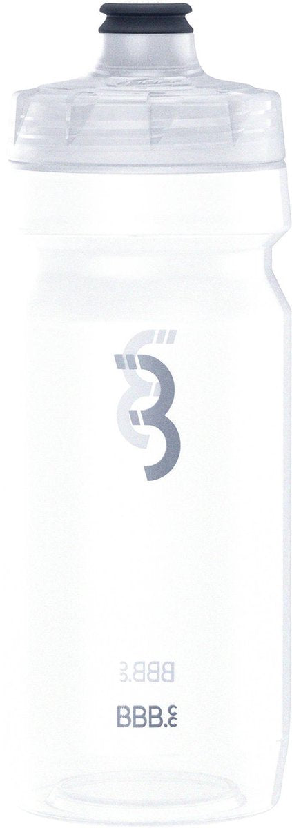 Bbb botella de agua para tanque de coche, bicicleta de carreras - capacidad 550 ml - botella para beber de bicicleta con válvula de cierre automático - transparente - bwb-11