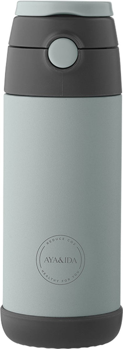 Aya ida - drinking bottle - thermosfles - waterfles - kids straw - 350ml - mint green