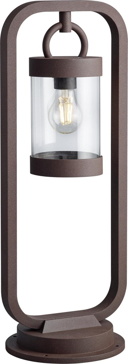 Trio sambesi - poste - color óxido - excl. 1x e27 4w - sensor crepuscular - iluminación exterior - ip44