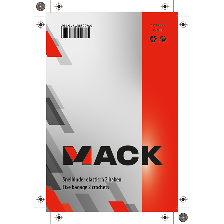 Mack 1006828 - correa elástica 2 ganchos roja | 5 piezas