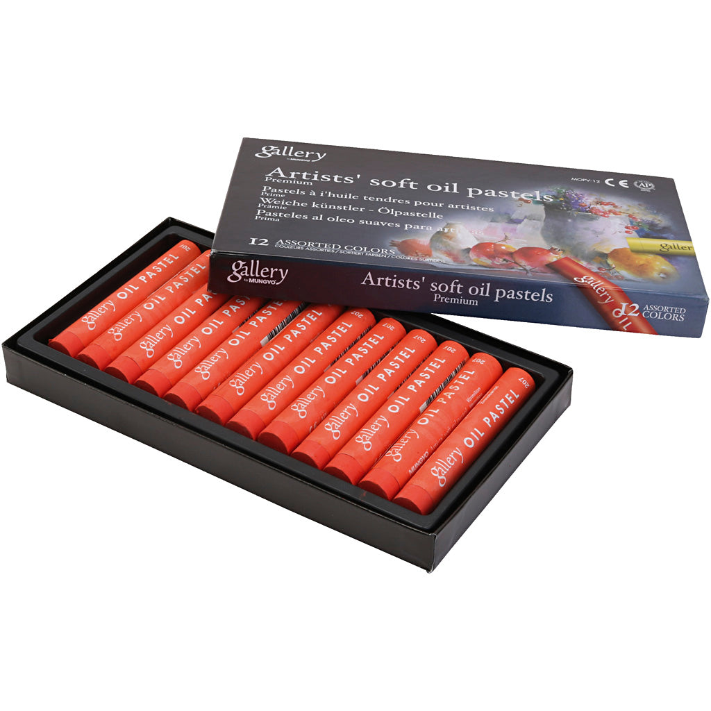 Gallery pastello a olio, l: 7 cm, d 11 mm, spess. 11 mm, vermiglio, 12 pezzi 1 scatola
