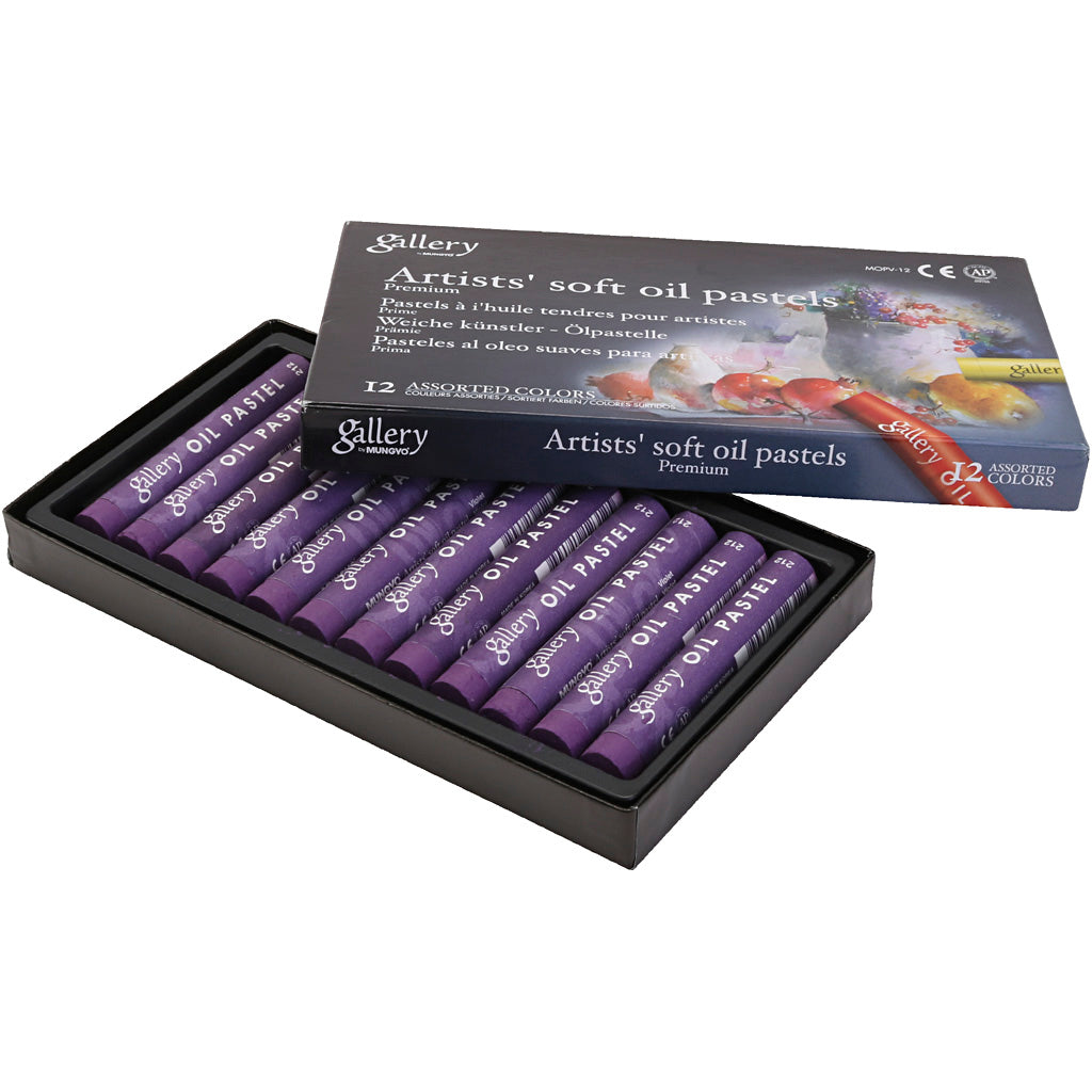 Gallery pastello a olio, l: 7 cm, d 11 mm, spess. 11 mm, viola, 12 pezzi 1 scatola
