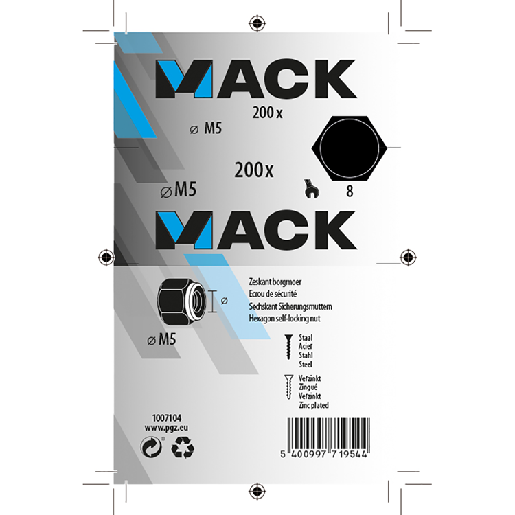 Mack 1007104 - tuercas de seguridad 200 piezas m5 | 5 piezas