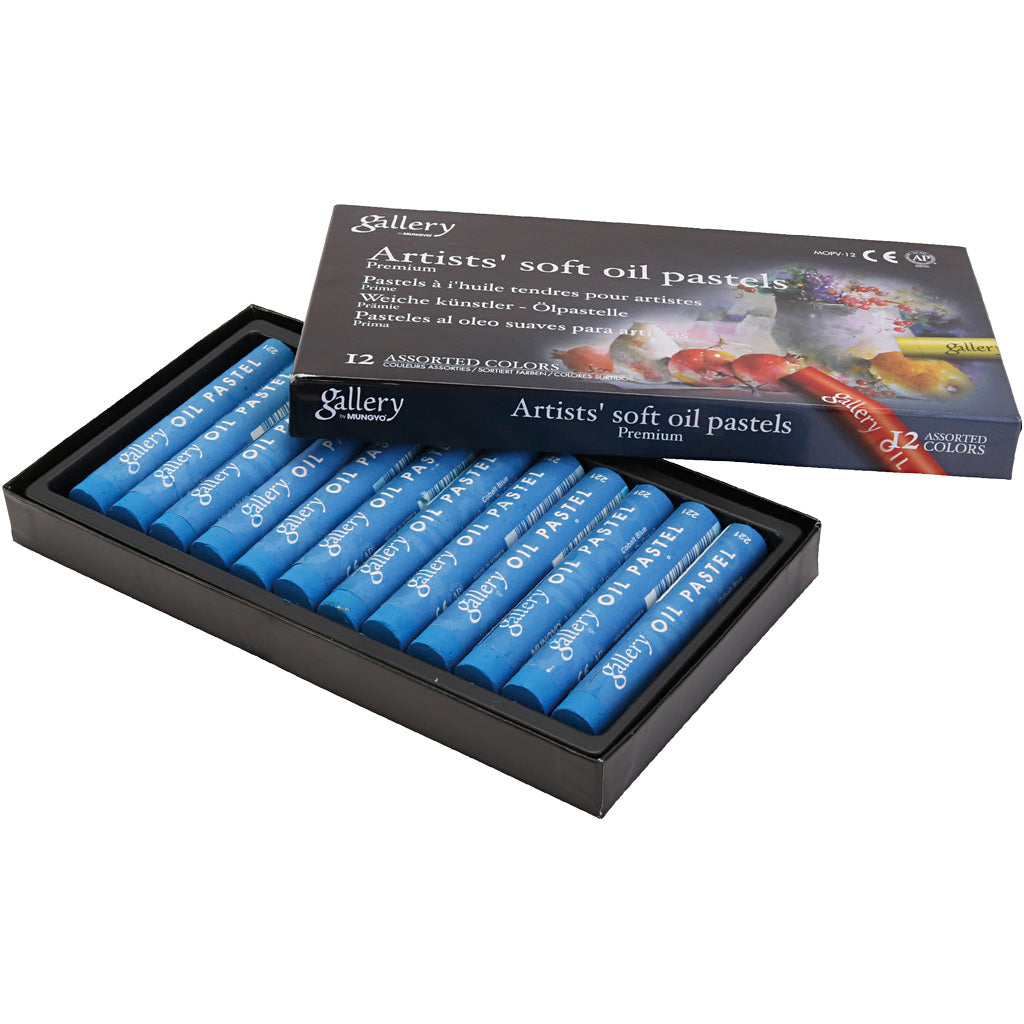 Gallery pastello a olio, l: 7 cm, d 11 mm, spess. 11 mm, blu cobalto, 12 pezzi 1 scatola