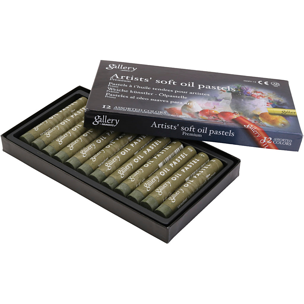 Pasta de aceite de la galería, l: 7 cm, d 11 mm, espesor 11 mm, oliva, 12 piezas 1 caja