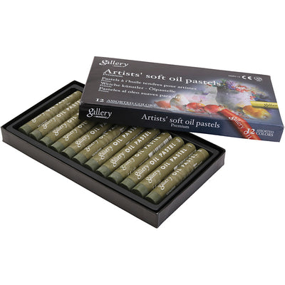 Gallery pastello a olio, l: 7 cm, d 11 mm, spess. 11 mm, oliva, 12 pezzi 1 scatola
