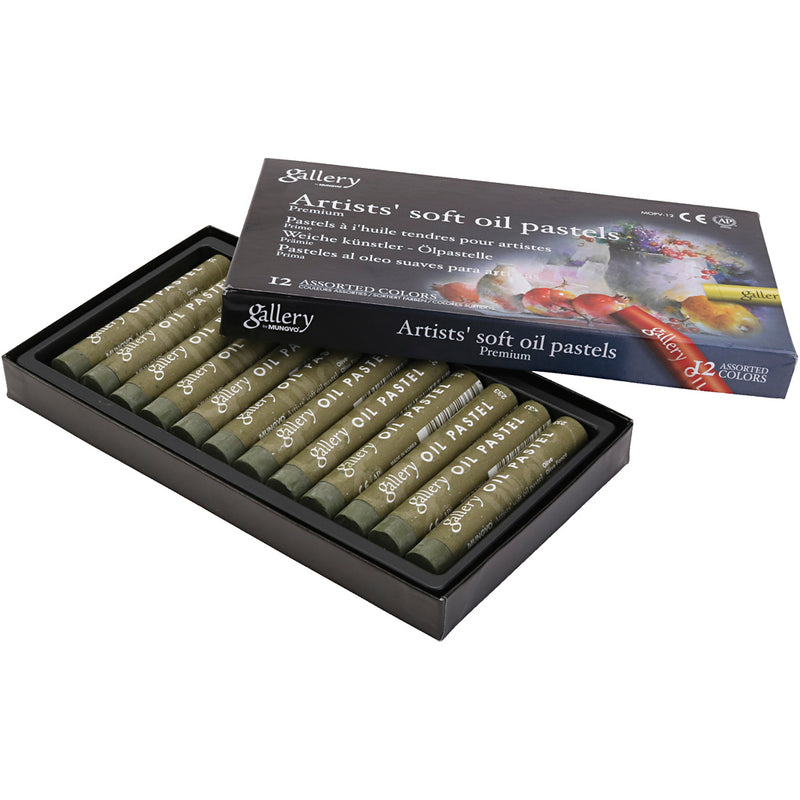Gallery pastello a olio, l: 7 cm, d 11 mm, spess. 11 mm, oliva, 12 pezzi 1 scatola