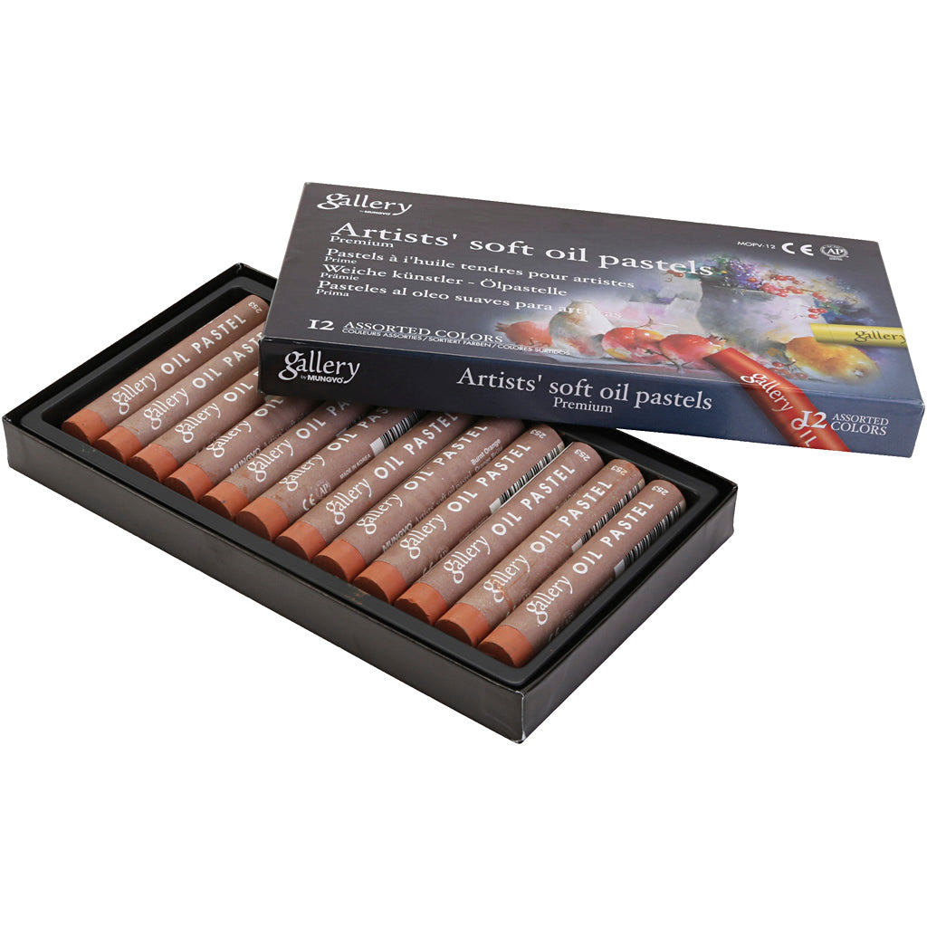 Gallery pastello a olio, l: 7 cm, d 11 mm, spess. 11 mm, arancio bruciato, 12 pezzi 1 scatola