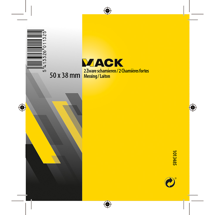 Mack 1013485 - 2 bisagras latonadas h 50 x w 38 mm | 5 piezas