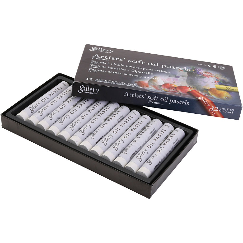 Gallery pastello a olio, l: 7 cm, d 11 mm, spess. 11 mm, grigio metallo, 12 pezzi 1 scatola
