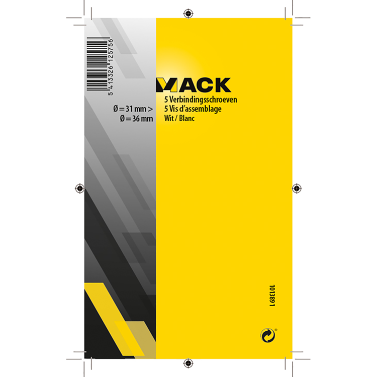 Mack 1013891 - 5 tornillos de conexión blancos 30-40mm | 10 piezas