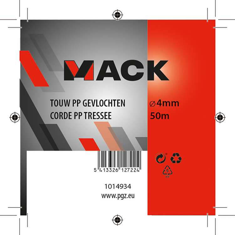 Mack 1014934 - pp braided white blue bobbin 4mm 50m | 5 pieces