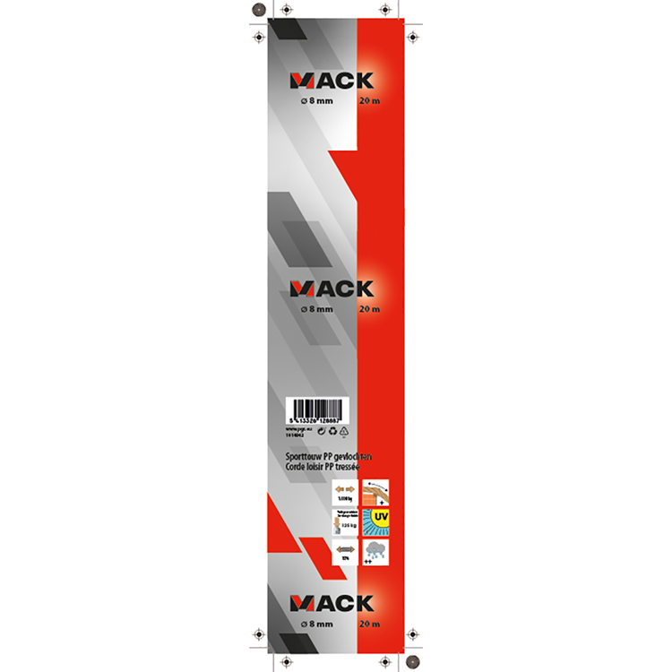 Mack 1014942 - cuerda deportiva pp trenzado hilo8mm 20m | 5 piezas