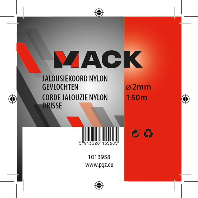 Mack 1013958 - blind cord nylon white bobbin 2mm 150m | 5 pieces